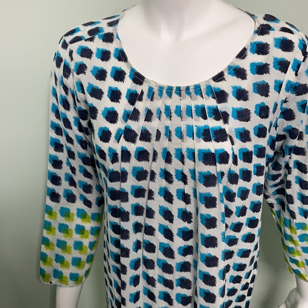 Roberta Roller Rabbit Blue Green Dotted Tunic Medium - Picture 3 of 7